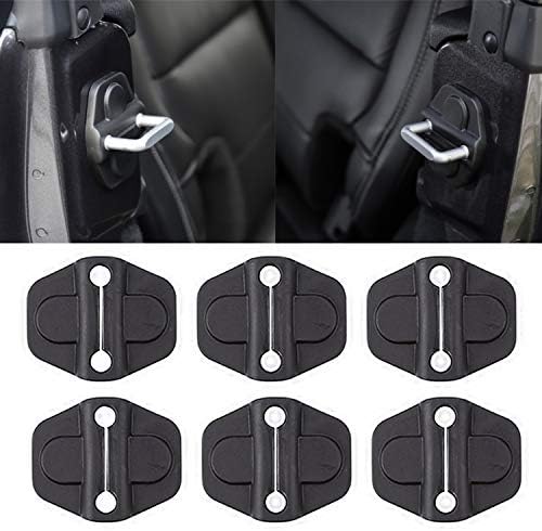 Door Lock Decoration Cover for 2018 2019 2020 2021 2022 2023 Jeep Wrangler JL JLU 4XE Unlimited Sahara Sports Rubicon Gladiator JT Door Lock Cover Parts Accessories Black (4Door) (Pack of 6)