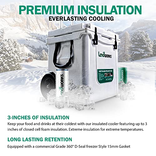Landworks Wheeled Ice Cooler Rotomolded 42Qt Upto 10 Day Ice Retention Commercial Grade Food Safe Dry Ice Compatible Uv Protection 15Mm Gasket Bottle Openers Telescopic Handle #TOP3