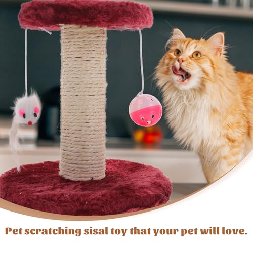 Rascador para Gatos Doble Capa con Bola y Tablero de Sisal Rojo miniatura 7