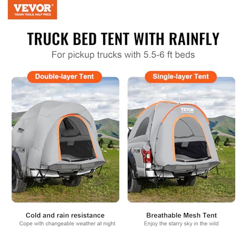 image for VEVOR Truck Bed Tent, 5.5'-6' Pickup Truck Tent with Carry Bag, Waterp
