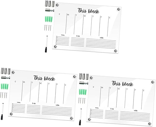 Operitacx 3 juegos de escritorio con pizarra blanca negra para escribir para la marca de pared moderno familia comida clara y mes notas secas