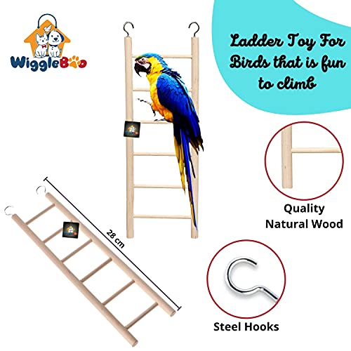 Image of 28cm Natural Wooden 6 Step Ladder Bird Toy | Climbing, Exercise & Fun | for Medium & Large Birds