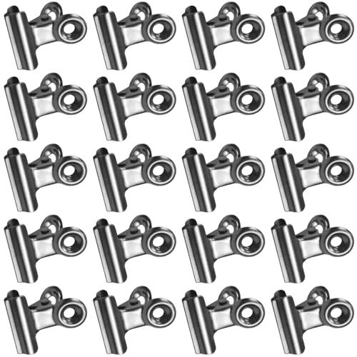 20 Stück Kleine Bulldog Clips, Büroklammern Groß, Edelstahl Klammern, Verschlussclips für Beutel, Klammern Metall für Fotos, Home Office Supplies, Schule