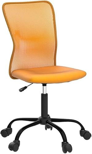 Miniatura 5 de HHS Silla de oficina en casa con malla sin brazos, ergonómica, ajustable, respaldo medio para mujer, pequeño, moderno, giratorio, con ruedas, hogar,