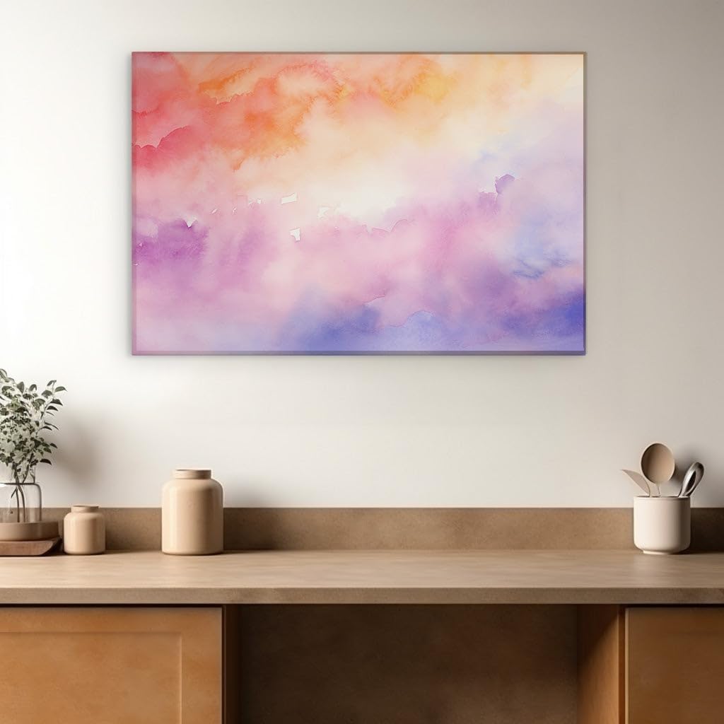 Canvas for Living room. Painted Skies in Watercolor Hues: A Dreamy Spectrum of Serenity, 27 x 18 inch Canvas Wall Art - Contemporary Masterpieces - Modern Home Decor - 69x46 cm (27x18 inch)