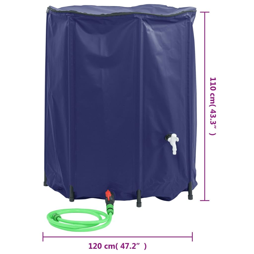 Depósito de agua plegable con grifo de PVC de 1250 L para jardín y exterior