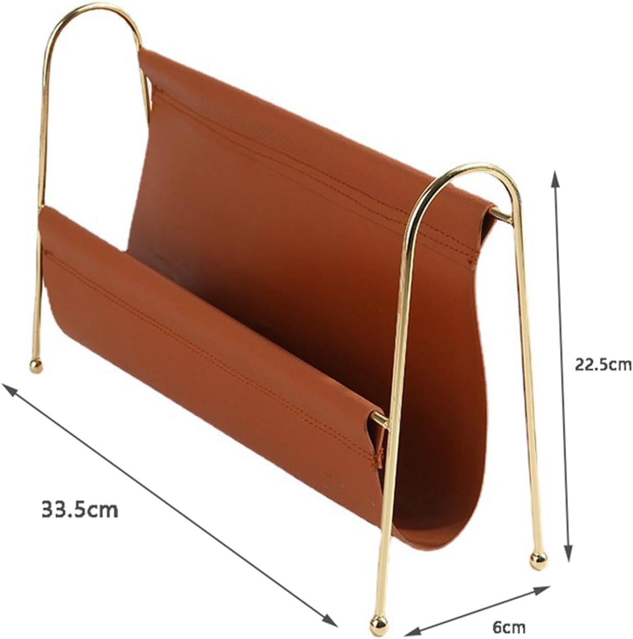 Magazine Basket Metal Leather Magazine Rack Magazine Racks for The Living Room Simple and Convenient Bookshelf,Brown