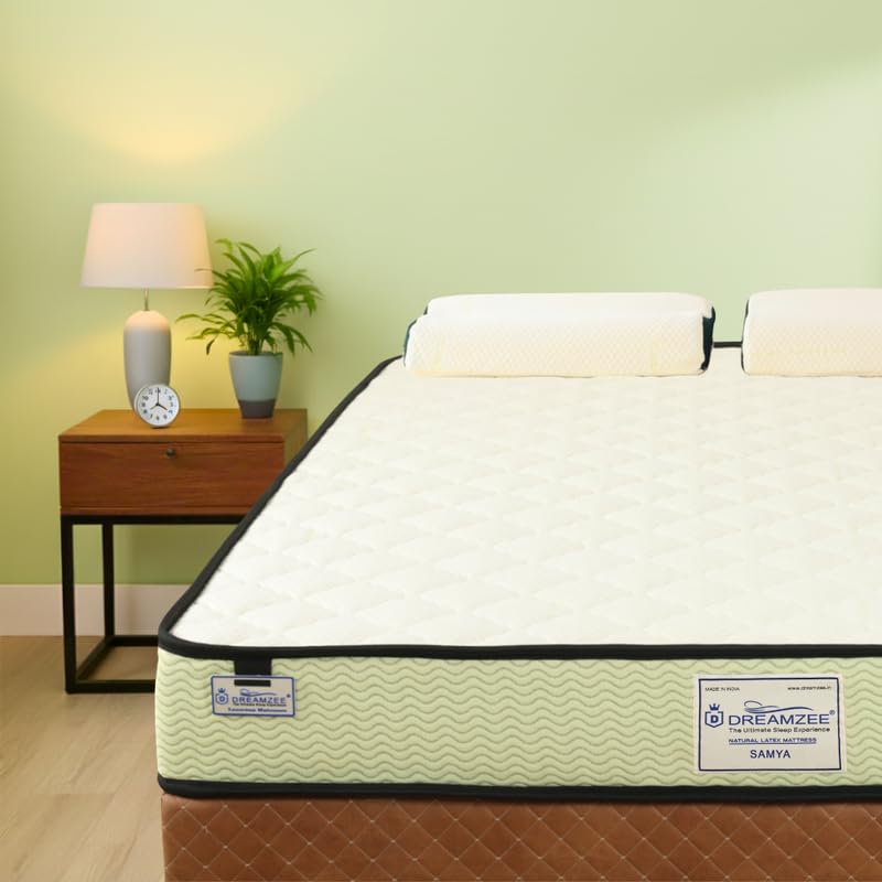 Image of DREAMZEE Samya 100% Natural Latex & Rubberized Coir Mattress | Hard Comfort | Eco-Institut Certified | Hybrid Series - Queen Size (78x60x5 Inches) | 10 Years Warranty