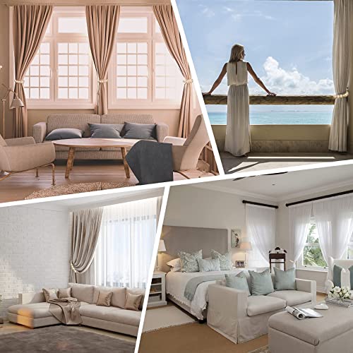 Curtain Tiebacks - Boho Decorative Curtain Holdbacks,Natural Wood Bead Drape Curtain Ties For Window Treatment,Farmhouse Curtain Holders With 2 Metal Screw Hooks(2 Set,Beige) #TOP4