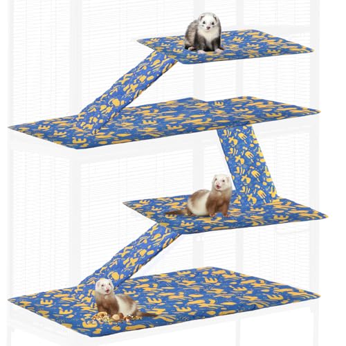 iGWHED Fitted Liners for Ferret Nation Critter Nation Cage - Washable Liner for Ferrets Chinchillas Rats Guinea Pig Hedgehogs & Other Small Animals - Waterproof Cage Accessory (Double Unit Set)