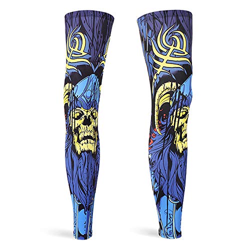 DETUCK Leg Warmers Radsport Beinlinge, Beinärmel UV-Schutz UPF50+, Eis Seide, Kühlung, Beinwärmer für Herren Damen (ein Paar) (S, Blaues Bartskelett) Cover