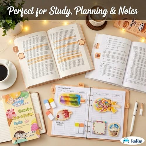 Image of FunBlast Sweet & Candy Sticky Notes - 11 Sheets /440 Sticky Notes, Sticky Pad for Study, Point It Marker Stationery Items, Self-Adhesive Memo Pad, Planners and Memo Sticker (Multicolor)