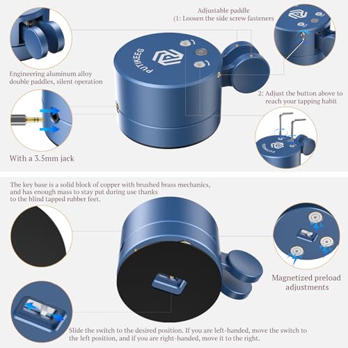 Image of Putikeeg Mini Morse Code Key - CW Dual Paddle with Magnetic Base, Magnetic Return Paddles Morse Lambic Key for Amateur Ham Radio (Blue)