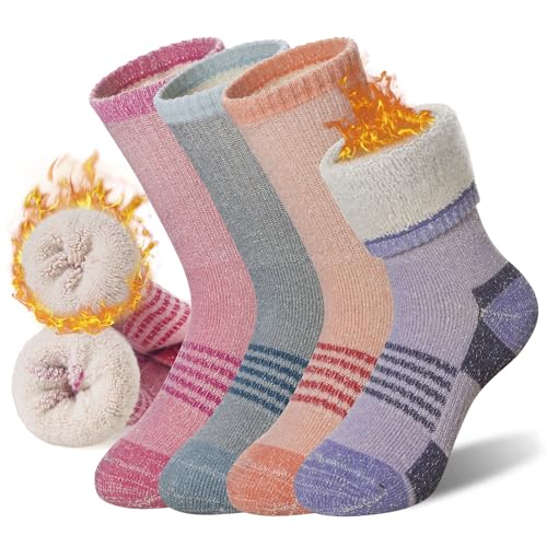 Merino Wool Hiking Socks for Kids Boy Girls Winter Warm Thermal Thick Boot Cozy Cushion Crew Socks