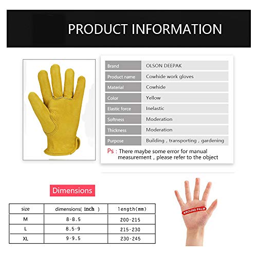 Olson Deepak Cowhide Leather Shooting Gloves For Industrial Production/Riding/Driving/Gardening/Farm Hunting Gloves - Extremely Soft And Sweat-Absorbent - Perfect Fit For Men & Women (Large) #TOP5