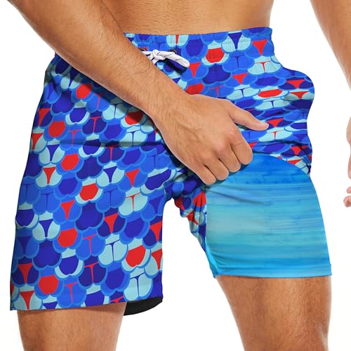 Wemkuqa Men's Funny Swim Trunks with Compression Liner 5