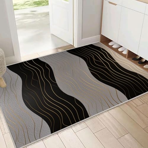 Tapis rayures ondulées 3D pour salon et espace table basse moderne