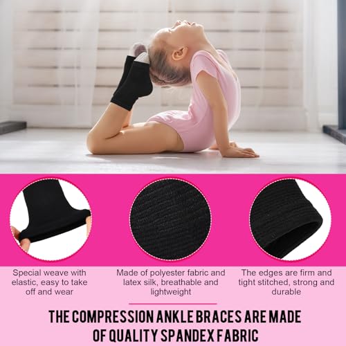 Image of Tarpop 2 Pairs Kids Ankle Brace Set Foot Support Stabilizer Wraps Protector Guard Knitted Ankle Sleeve Sock Support Compression Socks for Injury Prevention(Pink,Black,Medium)