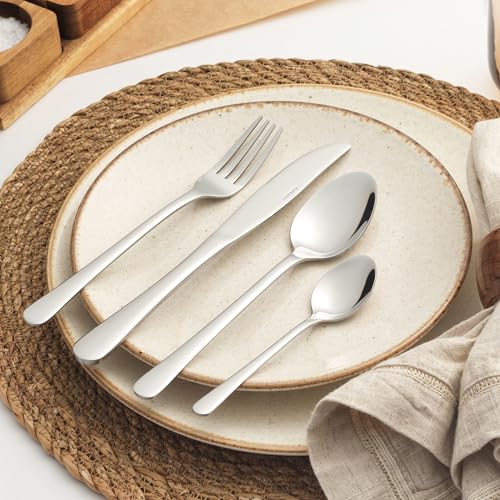 Salter BW06528 Bakewell Cutlery Set – 24 Piece, 18/0 Stainless Steel, Mirror Polish Flatware, 15-Year Guarantee, 6 Place Settings, Includes Forks, Knives, Dessert Spoons & Teaspoons, Dishwasher Safe