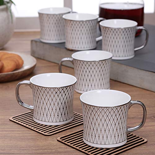Image of Clay Craft Bone China Multicolor Tea /Coffee Cup /Mugs (Set of 6 Cups), Tea Cup Set of 6, Microwave & Dishwasher Safe, Mugs for Coffee, Cups Set of 6, Mug Set, Gift Set, Ideal for Gifting