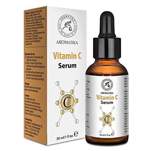 Vitamin C Serum for Face 30ml - C Vitamin Serum w/Pure & Naturals Vitamin C - Vitamin E - Hyaluronic Acid for All Skin Types - Vitamin C Facial Serum - Glass Bottle