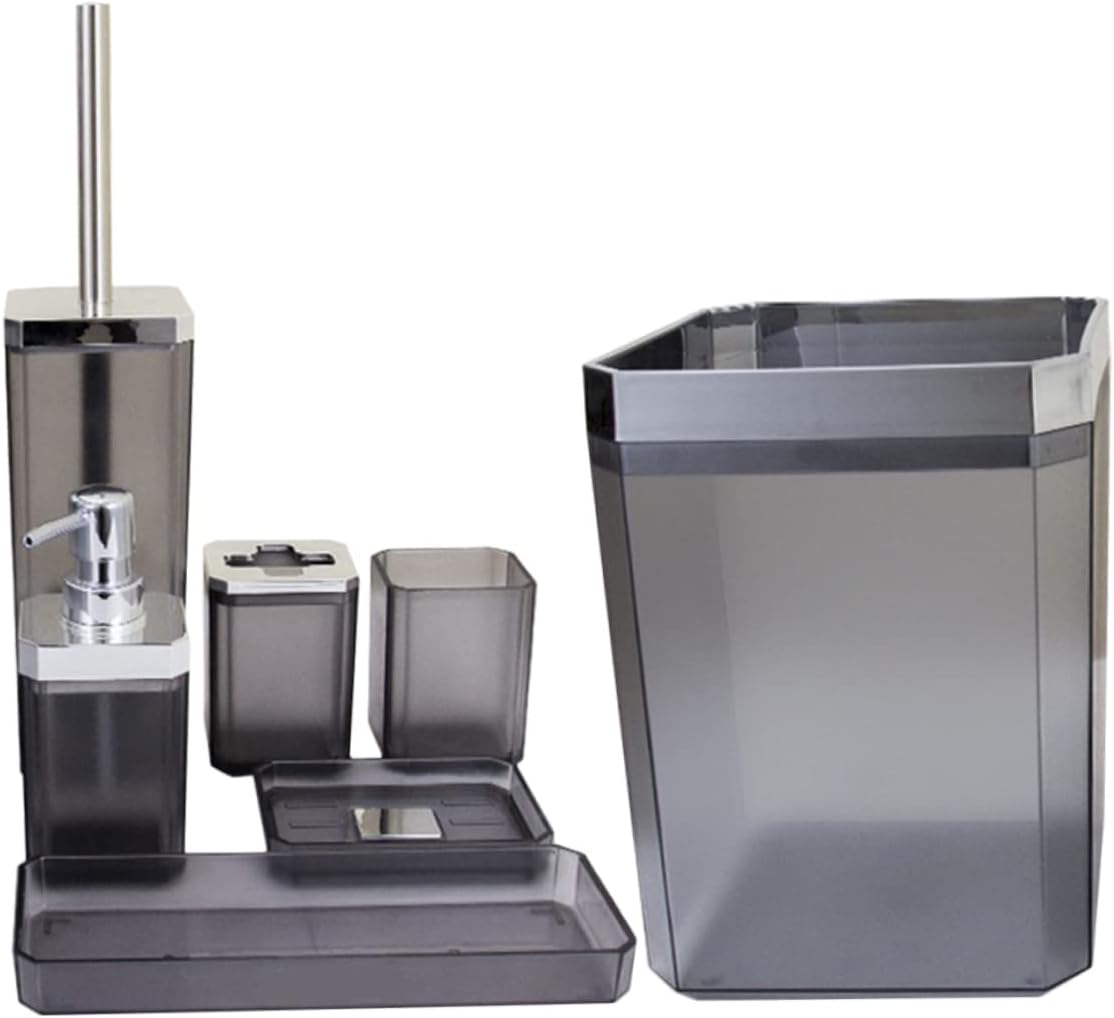 1 Set Hotel Bathroom Accessory Grey Organizer with Toothbrush Holder Mouthwash Cup and Practical Washing Use Stylish Functional Bathroom Counter