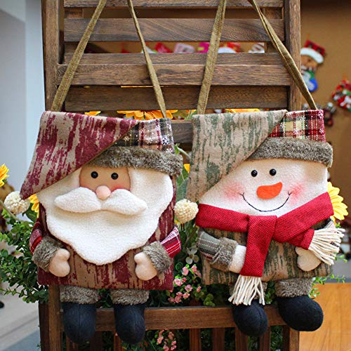 strimusimak Christmas Hanging Storage Bag Candy Pouch Santa Snowman Doll Design Candy Gift Biscuits Pouch for Xmas Decor Old Man**