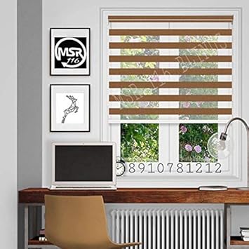 MSR 116 Zebra Blinds/Curtains and Shades for Home Furnishing(Balcony,Kitchen,Bedroom,Bathroom etc) Brown (4 ft(W) 4 ft(H))