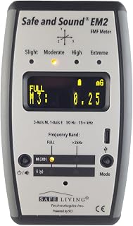 Safe and Sound EM2 EMF Gauss Meter, AC Magnetic and Electric Field Measurement, LED Display, USB-C Rechargeable, Compact, for Building Biology