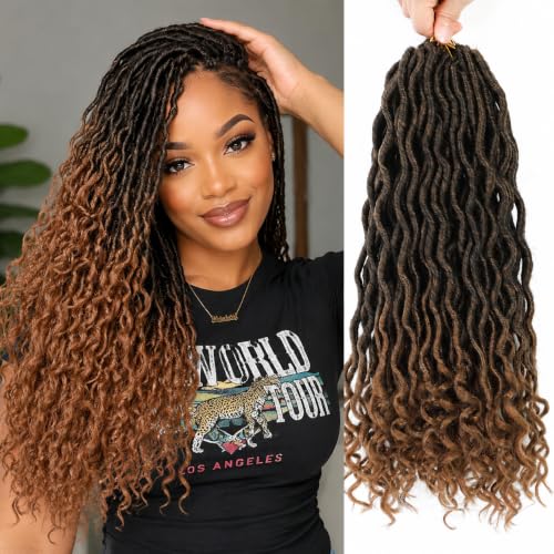 Goddess Locs Crochet Hair 16 Inch 6 Packs Faux Locs for Black Women, 1B/30