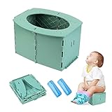 Travel Potty for Kids,Portable Potty for Toddler Travel, Reusable Portable Folding Potty for Toddler, Toddler Potty Seat for Baby Potty Training,Apply toCamping, Tourism, Outdoor, Indoor (Grass green)
