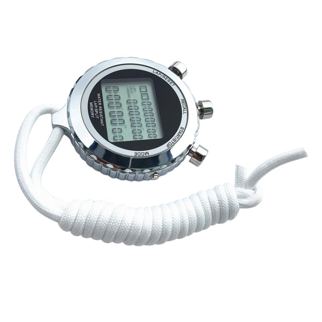 Cronómetro Digital Profesional de Mano con LCD, Cronógrafo Electrónico Temporizador Portátil, Acero Inoxidable, 3 Niveles, 30
