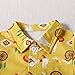 Boys Toddler 𝐏𝐨𝐥𝐨 Shirt Short Sleeve Summer Graphic Tee Button Up Collar Casual Tops with Pocket (Yellow, 2-3 Years)