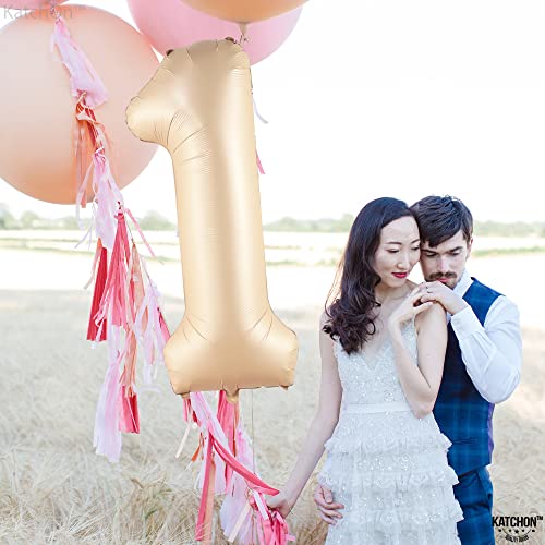 Image of KatchOn Beige Number 1 Balloon 40 Inch