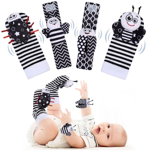 HAGOT 4PCS Rassel Baby Socken, Handgelenk Rasselsocken und Fußfinder Baby...