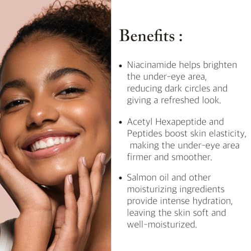 eyeNlip Salmon Peptide Eye Cream 1.18 fl oz - Daily Lightweight Cream with Niacinamide and Nutrition-Rich Complex for a Refreshed Under-Eye Look, Korean Skincare Routine - Image 3