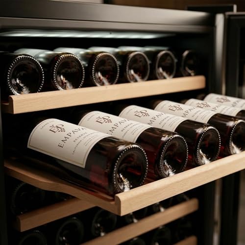 Image of Empava 24 inch Wine Cooler Refrigerator with Glass Door, Freestanding or Built In Tall Fridge with LED Light, Touch Control, 133 Bottles Capacity