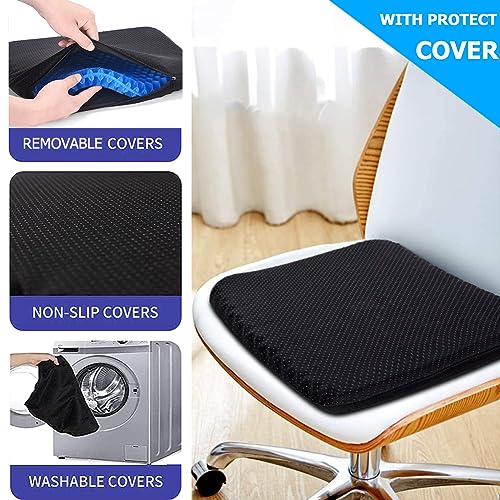 Image of Extra Large Gel Seat Cushion for Long Sitting Pressure Pain Relief (Blue) | 17x17inch Large & Thick Gel Cushion, Breathable Cooling & Soft Seat Cushion, Multiuse for Office Home Wheelchair Car Airplane