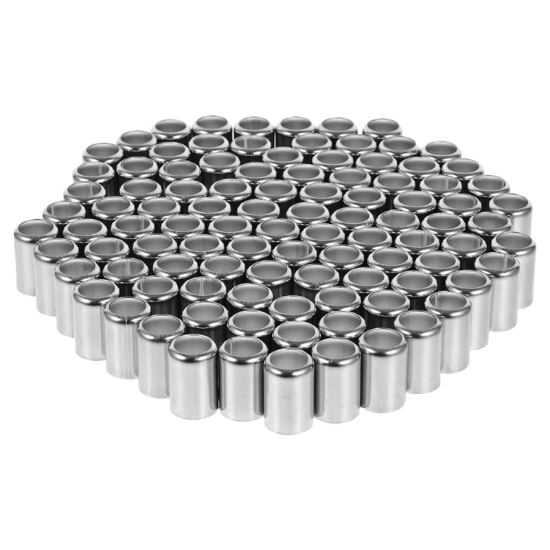 SEWACC 100pcs Stainless Steel Hose Ferrules Hydraulic Hose End Fittings High Pressure Sleeve Pipe Crimp Connector Crimp Sleeve for Sprayer Hoses Air Lines Pipe Repair