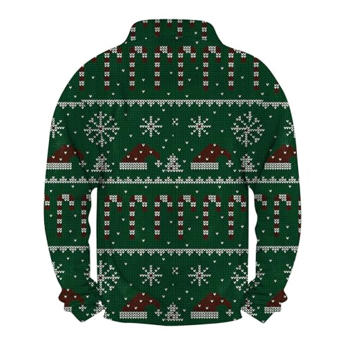 ADHOWBEW Ugly Christmas Sweater Men Big And Tall Holiday Long Sleeve Reindeer Snowflake Graphic Sweatshirts2