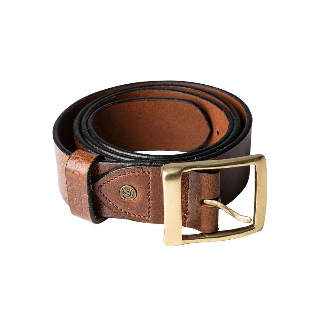 Goldtop Men's Chestnut | Solid Brass Buckle 38Mm Leather Belt - Handmade Premium Leather 1.5" Thick (, M - 32" To 36")