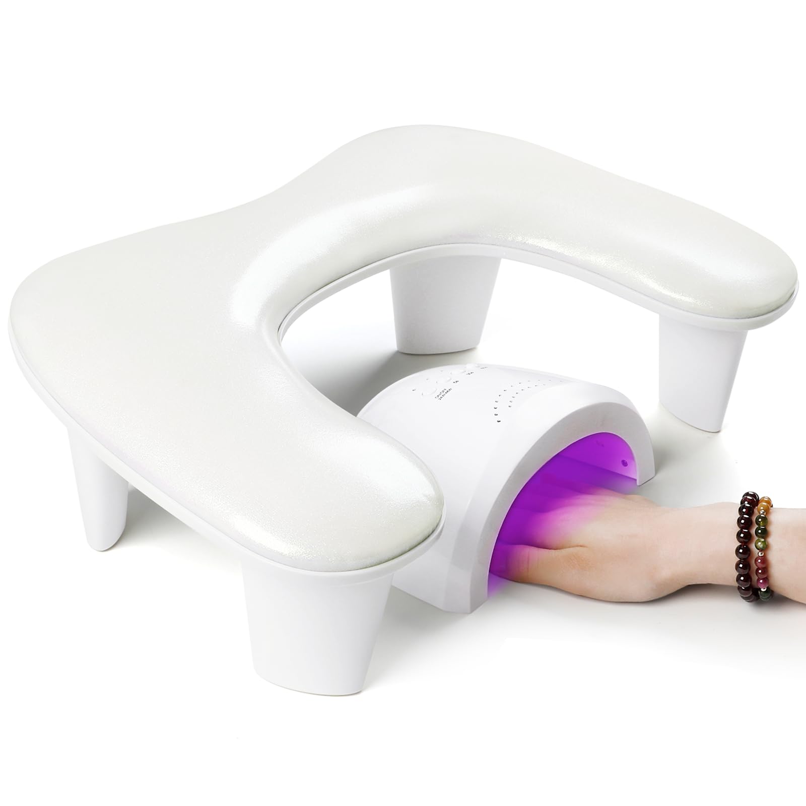Arm Rest for Nails Tech, Luxurious U-shaped Manicure Nail Art Hand Rest Pillow Cushion, Big Microfiber Leather Nail Arm Rest Stand for Ultimate Comfort in Manicure (White)