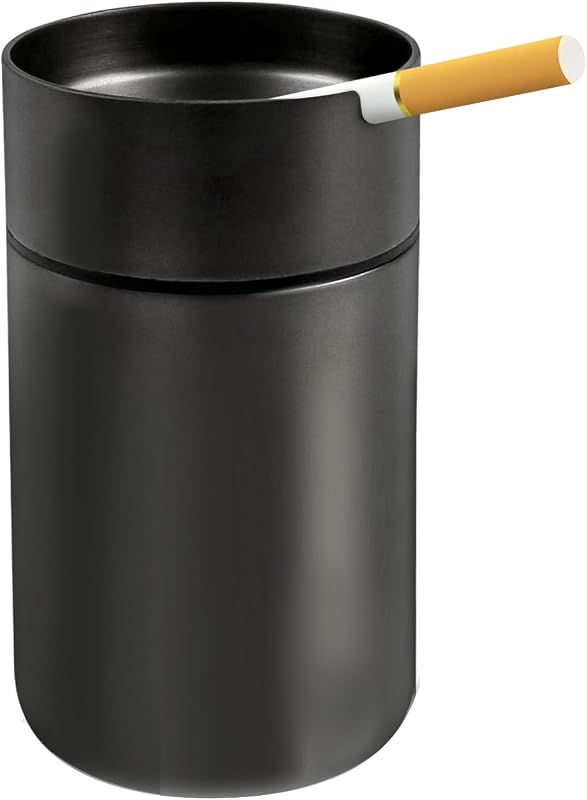 JOCHA Car Ashtray with lid smell proof Stainless Steel Portable Smokeless Detachable Windproof Self Extinguishing Butt Bucket Ash Tray for Most Car Cup Holder for Outdoor Travel Home Office