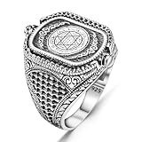Takilingo Seven Archangels Ring for Men Solid 925 Sterling Silver Double Sided Agate Stone And Seal Of Solomon Tetragrammaton Archangels Protection Amulet Ring (11)