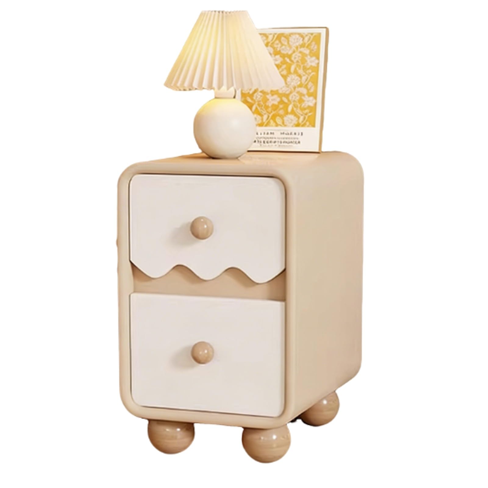 Table de chevet en bois kaki à 2 tiroirs pour chambre adulte