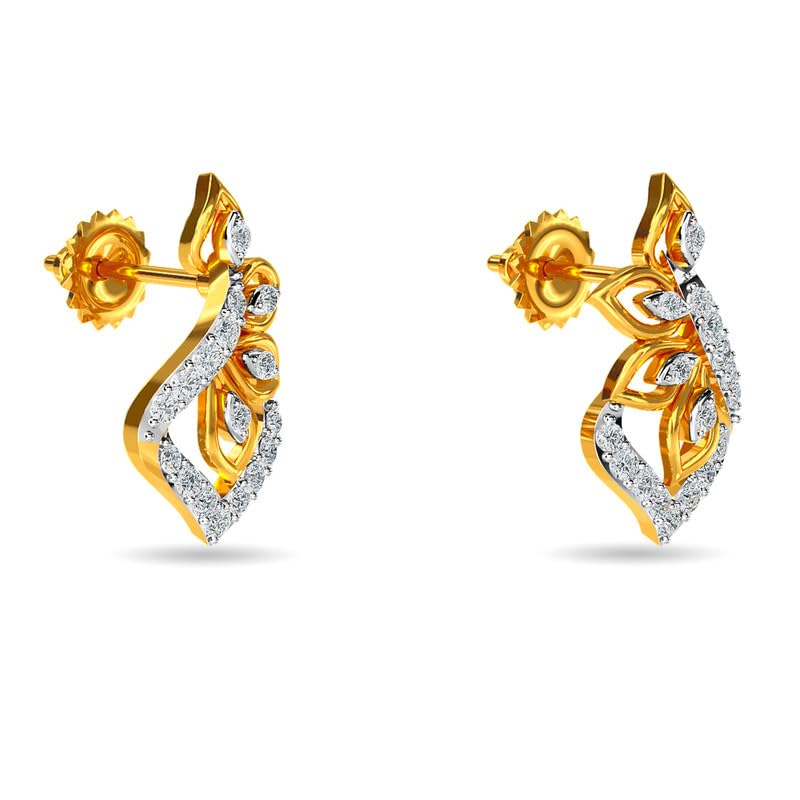 Image of KISNA JEWELS 14KT|18KT BIS Hallmark Pure Gold and Diamond Danglers Earrings For Women with Screw Back clouser