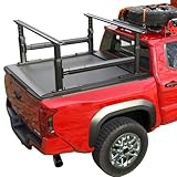 Ladder Rack for Truck with Tonneau Cover w/T-Slot Rails, 800 LBS Capacity Truck Bed Rack with Side Bars, 19'-25' Height-Adjustable Aluminum Ladder Racks, Fit for Mid Size Pickup Tacoma Gladiator