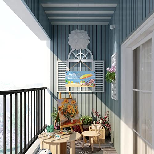 Door sign with rope, wooden summer beach themed hanging sign wall art for entry porch front home garden office commercial indoor and outdoor decor 11.4 x 5.9 inches (B) - Image 6