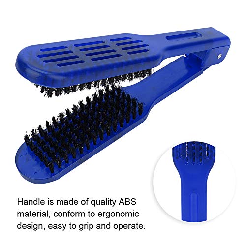 Cepillo alisador de cabello doble azul miniatura 3