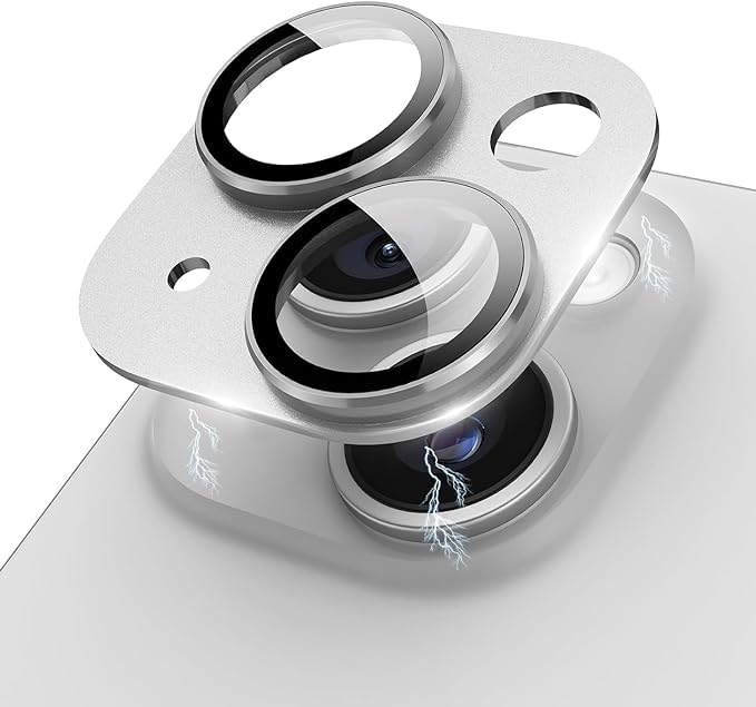 CLITZ Camera Lens Protector for iPhone 15 6.1-Inch and iPhone 15 Plus 6.7-Inch, Full Coverage 9H Tempered Glass Ring Cover, Metal Plate, Case Friendly, 1-Pack (Silver) (B0CRZCP487) Amazon Price History, Amazon Price Tracker